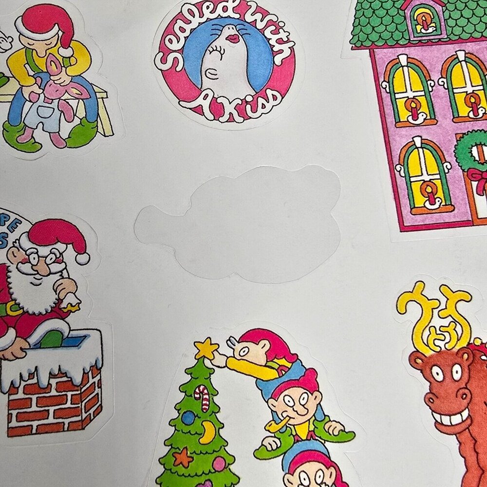 1988 Scholastic Merry Christmas Sticker Sheet Holly Kowitt Holiday Stickers VTG - Picture 8 of 11